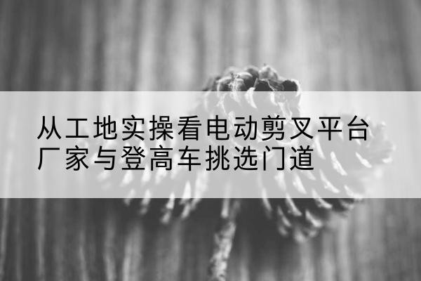 鹿邑电动剪叉升降平台厂家-从工地实操看电动剪叉平台厂家与登高车挑选门道